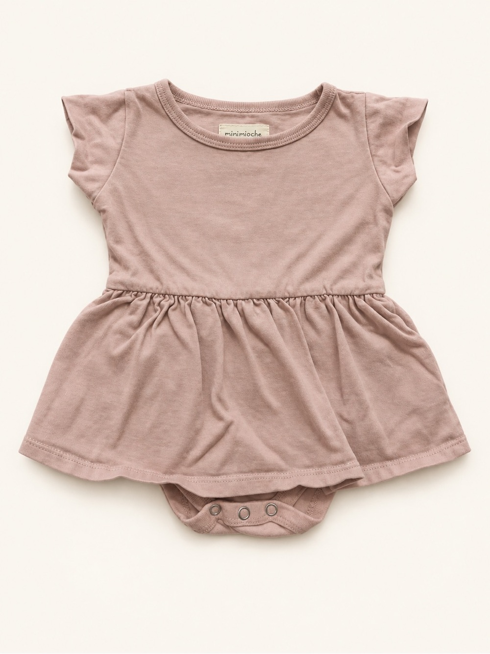 minimocche Mauve Baby Girl Dress Bodysuit with Snap Closure